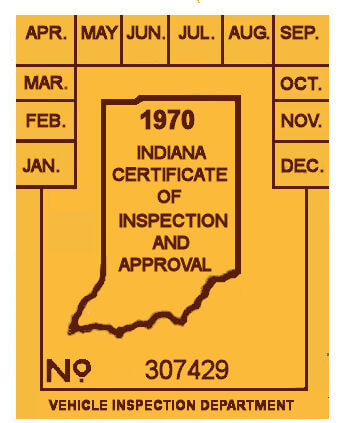 (image for) 1970 Indiana INSPECTION Sticker